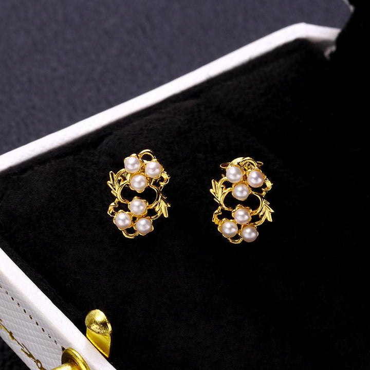 Women's Leaf Flower Pearl Earrings - Super Amazing Store