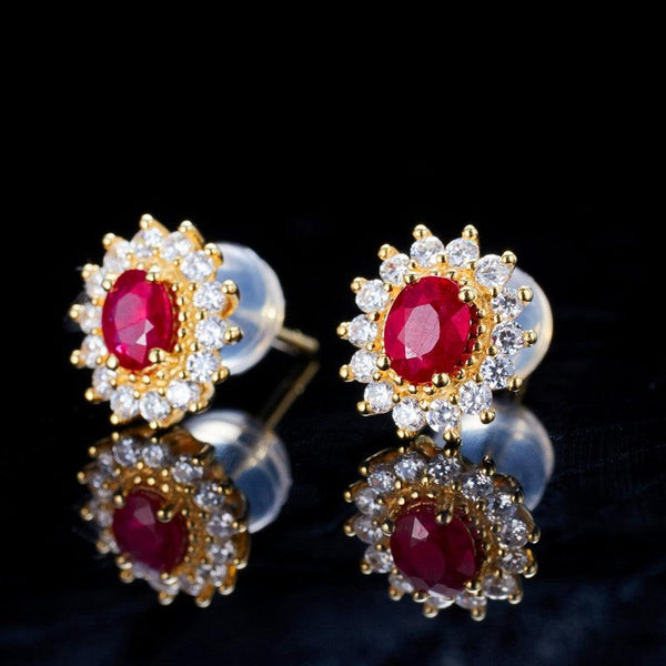 Silver Light Luxury Silver Plated Ruby Earrings - Super Amazing Store