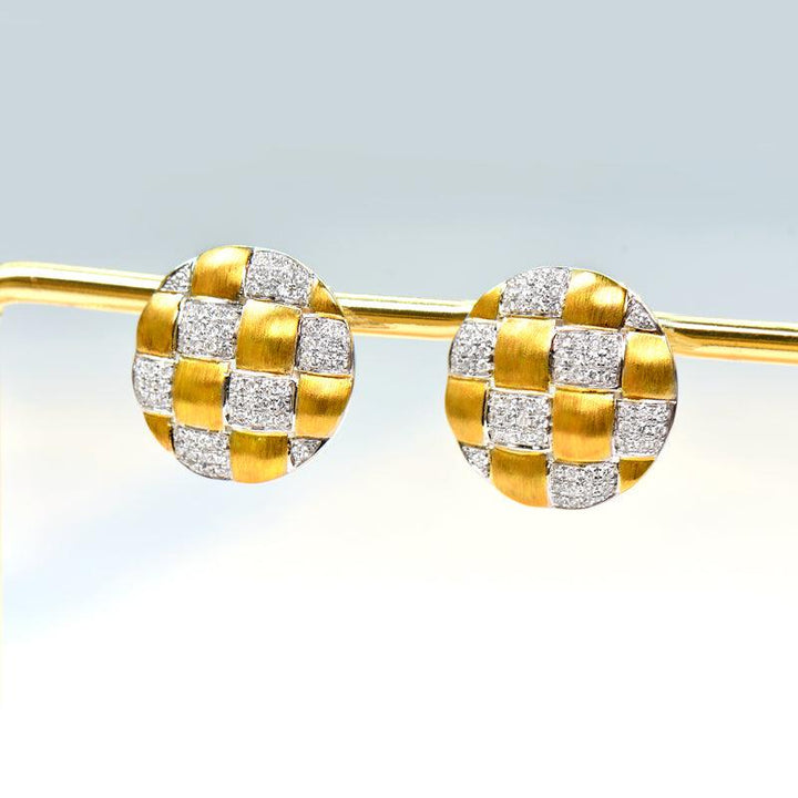 18K Gold Diamond Personality Fashion Braided Brushed Craft Earrings - Super Amazing Store