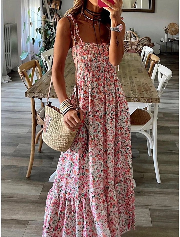 Spring And Summer Women's Printed Sling Swing Dress Q2