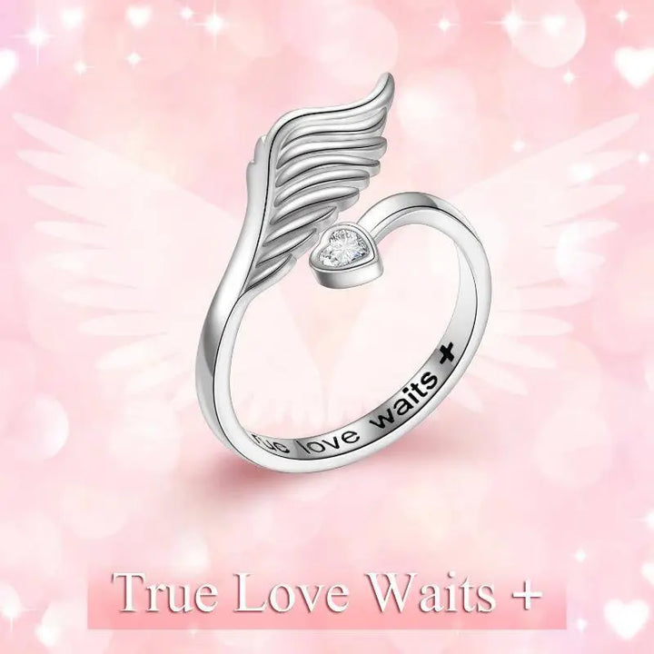 Angel Wings Purity Rings 925 Sterling Silver True Love Waits Anniversary Birthday Gift - Super Amazing Store