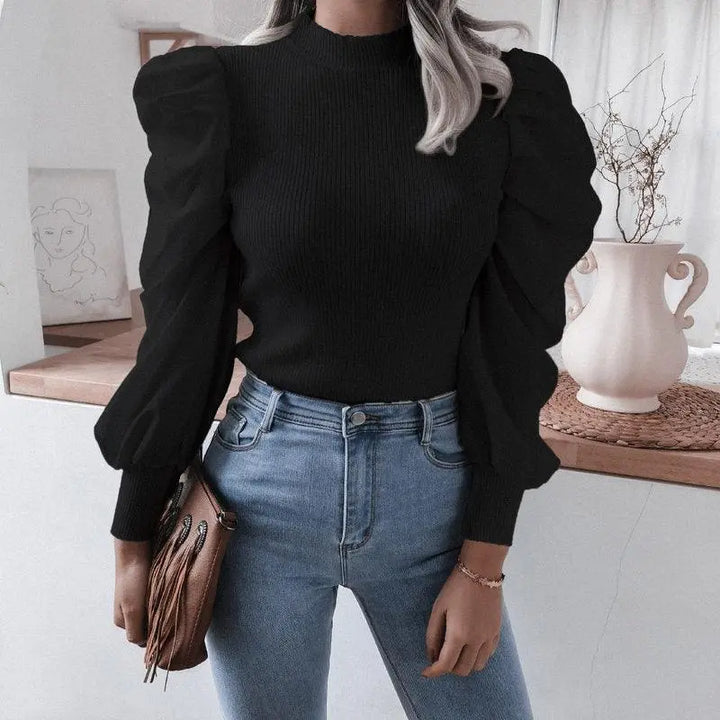 Blouse Women Puff Sleeve Knit Tops Streetwear T Shirt - Super Amazing Store