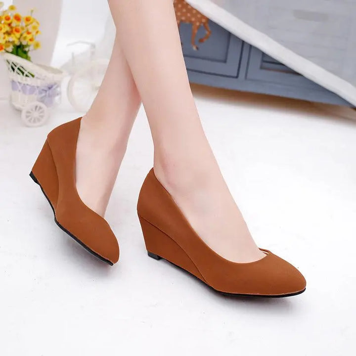 Bowknot Round Toe Wedge Single Pumps Women - Super Amazing Store