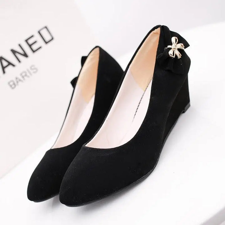 Bowknot Round Toe Wedge Single Pumps Women - Super Amazing Store