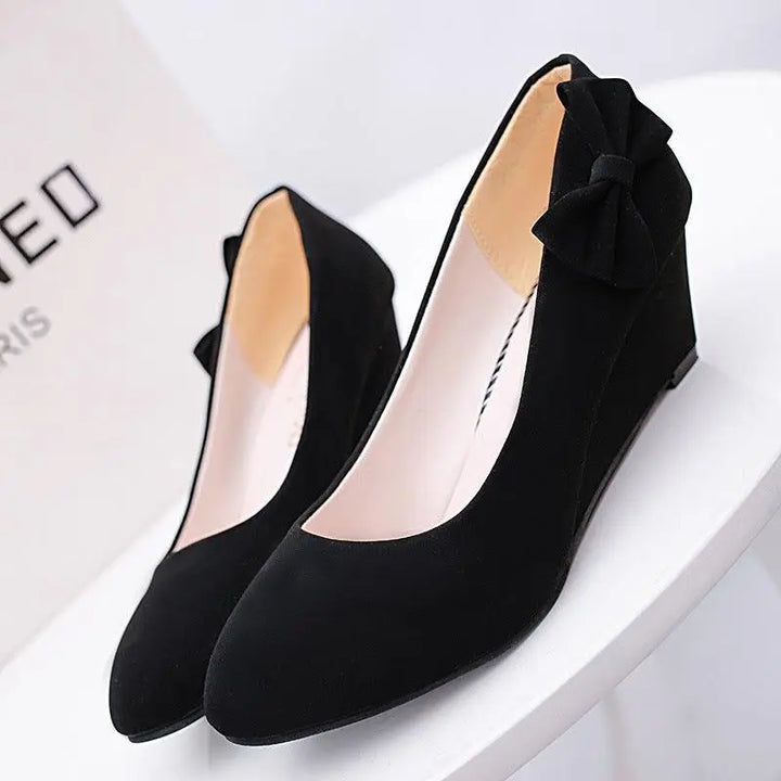 Bowknot Round Toe Wedge Single Pumps Women - Super Amazing Store