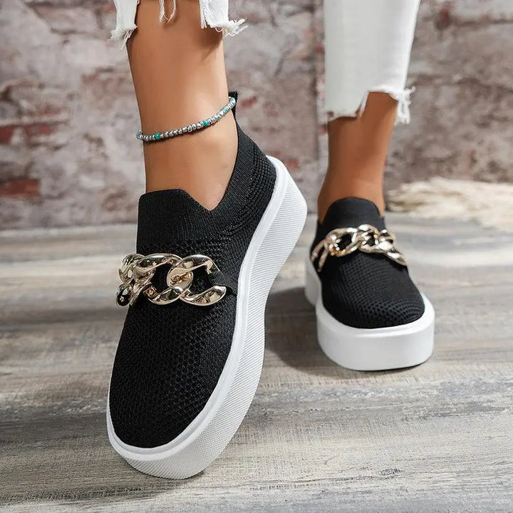 Chain Flats Shoes Women Breathable Mesh Shoes - Super Amazing Store