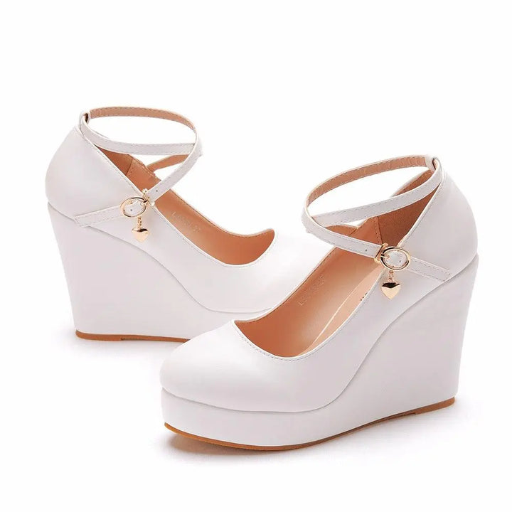 Crystal Queen White Platform Wedges Pumps Women - Super Amazing Store