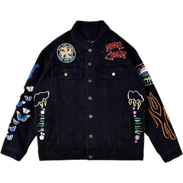 Embroidered denim jacket - Super Amazing Store