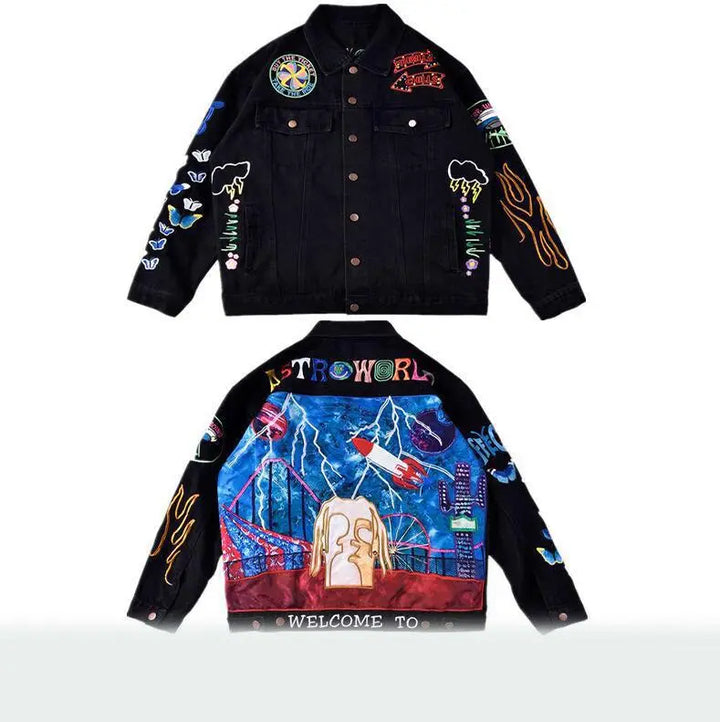 Embroidered denim jacket - Super Amazing Store