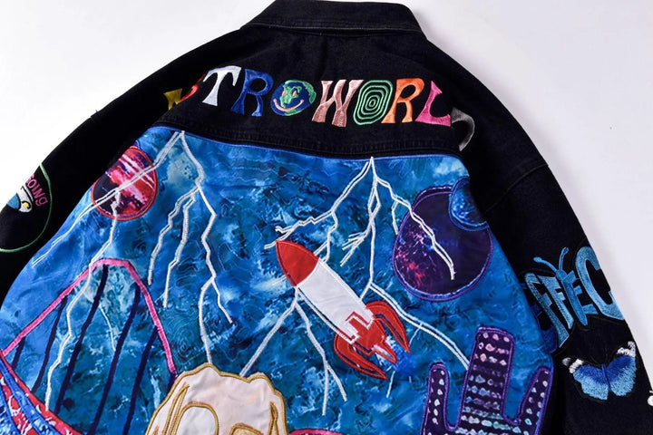 Embroidered denim jacket - Super Amazing Store