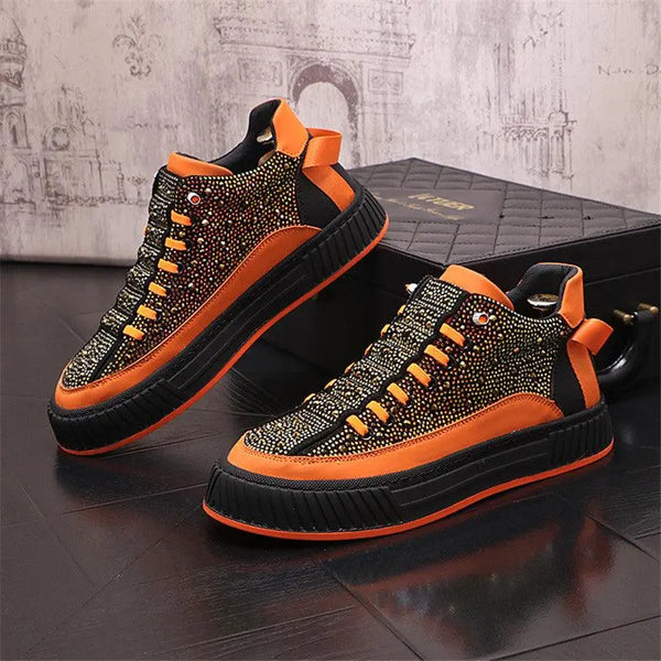 Embroidery Rhinestones Thick Bottom Casual Vulcanization Sneakers Shoes - Super Amazing Store