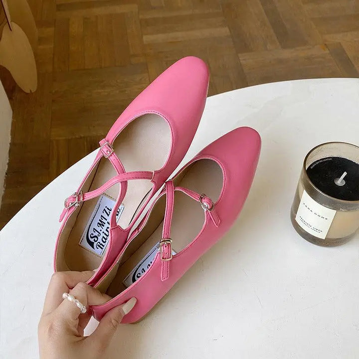 Flats Shoes Women Dressy Comfort Pointed Toe Double Ankle Strap Vintage Business Work Shoes - Super Amazing Store