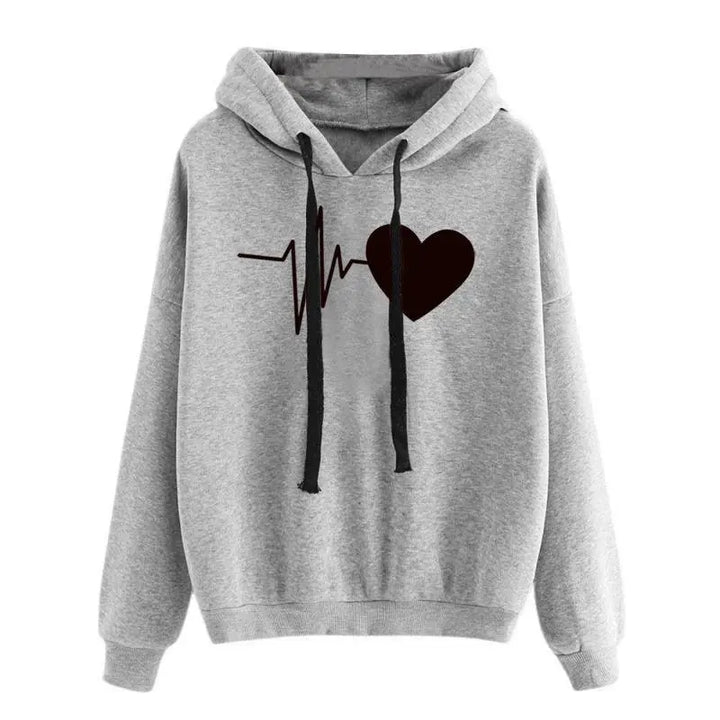 Heart Print Streetwear Hoodies Women Sweatshirt Spring Autumn Long Sleeve Hoodie Clothes - Super Amazing Store