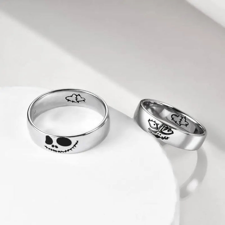 Jack Skellington Nightmare Before Christmas Gifts Jack and Sally Rings Skull Jewelry Gifts for Couple Women Girls - Super Amazing Store