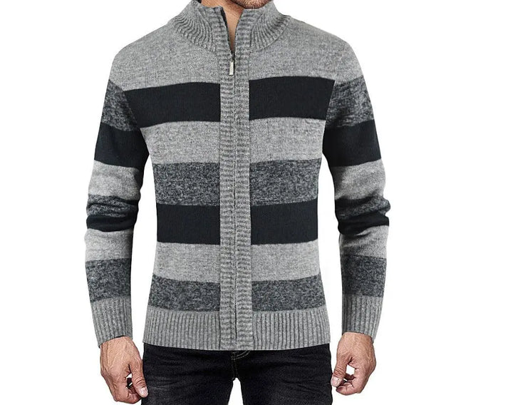 Long sleeve plus size cardigan raglan sleeves colorblock men's sweater - Super Amazing Store