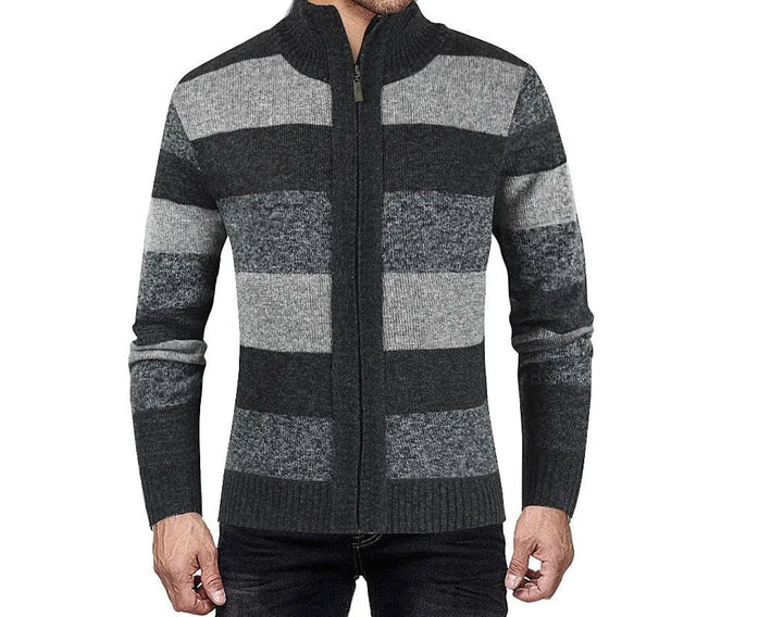 Long sleeve plus size cardigan raglan sleeves colorblock men's sweater - Super Amazing Store