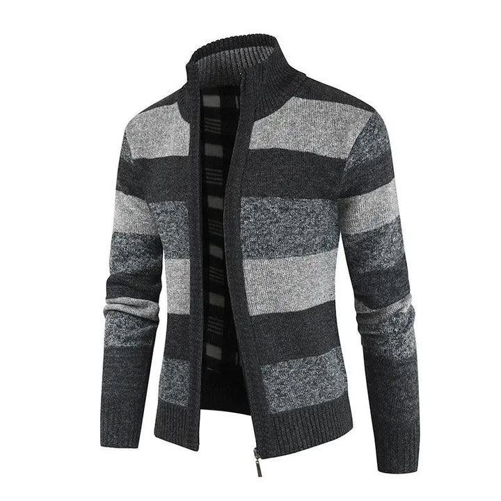 Long sleeve plus size cardigan raglan sleeves colorblock men's sweater - Super Amazing Store