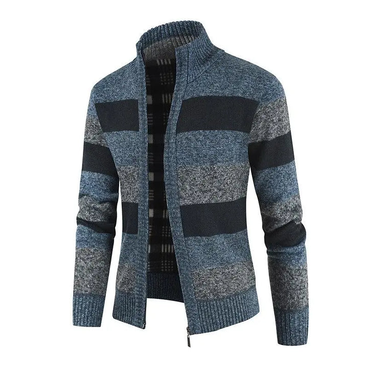 Long sleeve plus size cardigan raglan sleeves colorblock men's sweater - Super Amazing Store