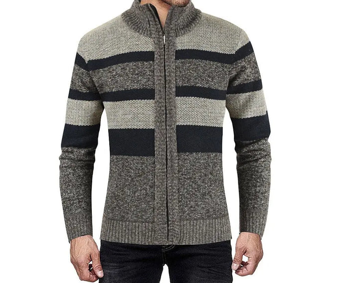 Long sleeve plus size cardigan raglan sleeves colorblock men's sweater - Super Amazing Store