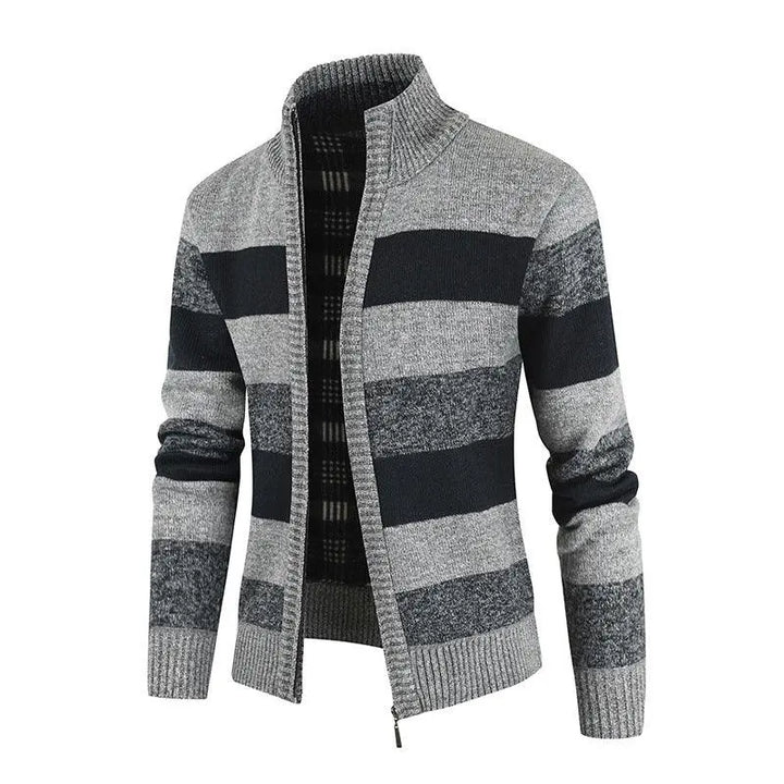 Long sleeve plus size cardigan raglan sleeves colorblock men's sweater - Super Amazing Store