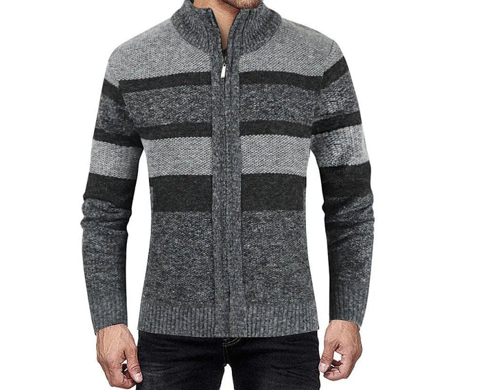 Long sleeve plus size cardigan raglan sleeves colorblock men's sweater - Super Amazing Store