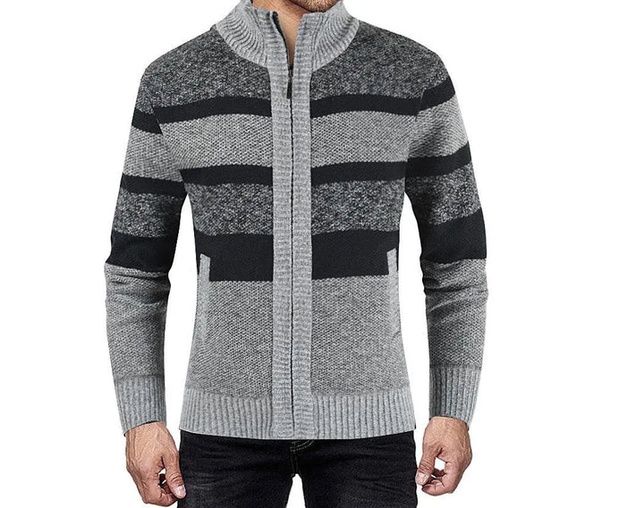 Long sleeve plus size cardigan raglan sleeves colorblock men's sweater - Super Amazing Store