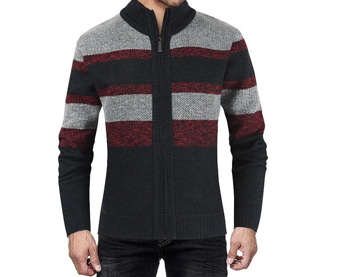 Long sleeve plus size cardigan raglan sleeves colorblock men's sweater - Super Amazing Store