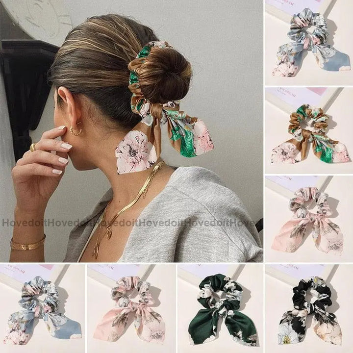 New Chiffon Bowknot Elastic Hair Bands For Women Girls Solid Color Scrunchies Headband Hair Ties Ponytail Holder Hair Accessorie - Super Amazing Store