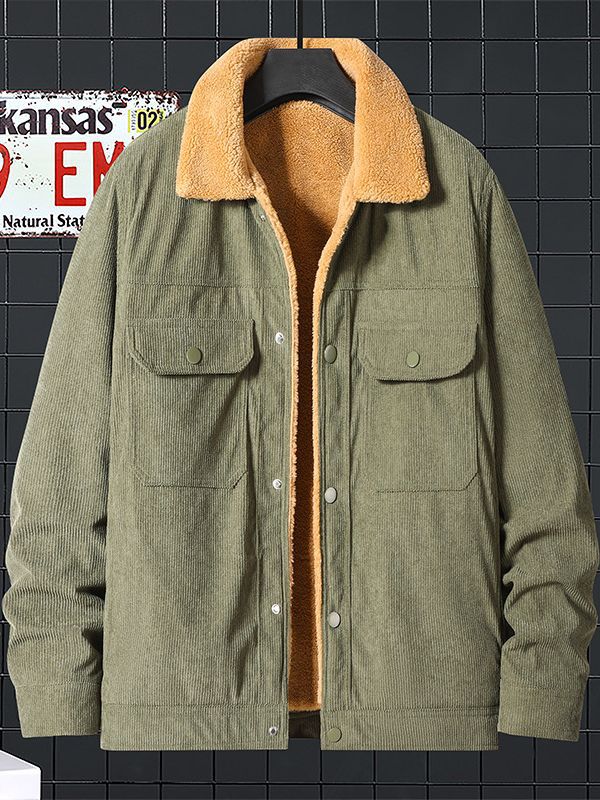 Corduroy Fleece Padded Coat Trendy Men - Super Amazing Store