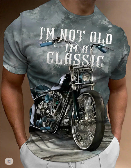 Retro Biker's Printed Round Neck Short Sleeve T-shirt Super Amazing Store