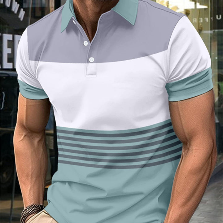 Casual Striped Men's Short Sleeve Lapel Q2