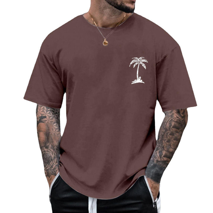 Men's Round Neck Printed Simple Pullover Short Sleeve T-shirt Q2