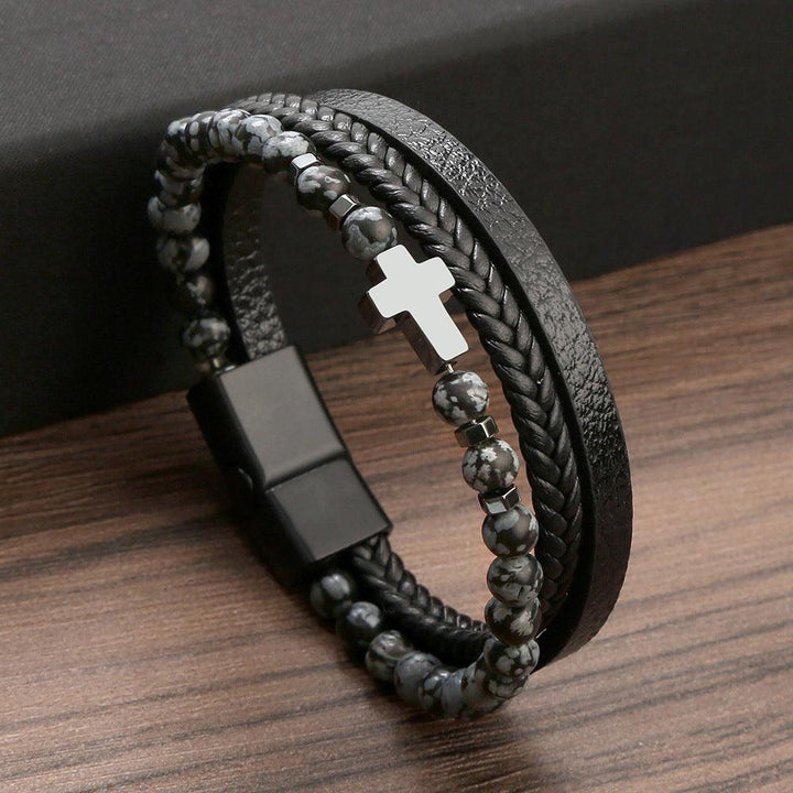 Men's Fashion Natural Stone Stainless Steel Bracelet - Super Amazing Store