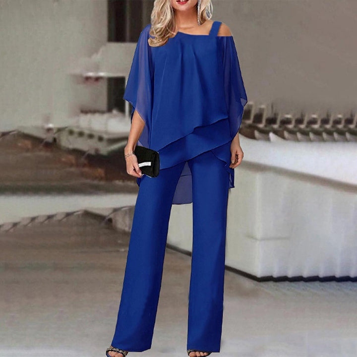 Solid Color Loose Batwing Sleeve Trousers Irregular Suit-Super Amazing Store