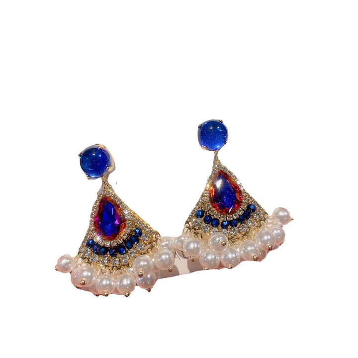 Rhinestone Retro High Sense Pearl Tassel Earrings Women - Super Amazing Store