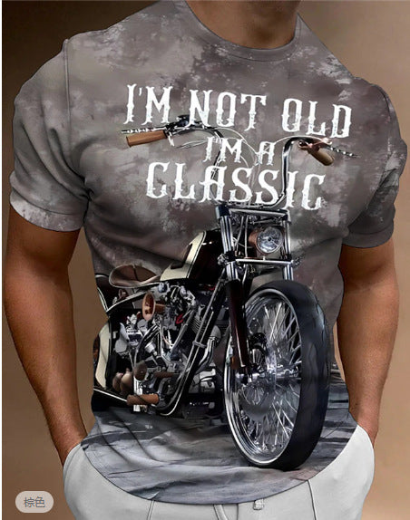 Retro Biker's Printed Round Neck Short Sleeve T-shirt Super Amazing Store