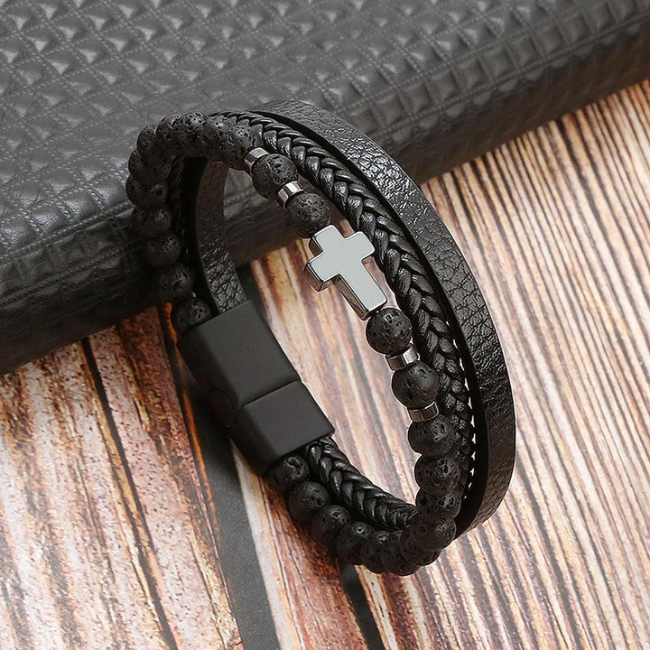 Men's Fashion Natural Stone Stainless Steel Bracelet - Super Amazing Store