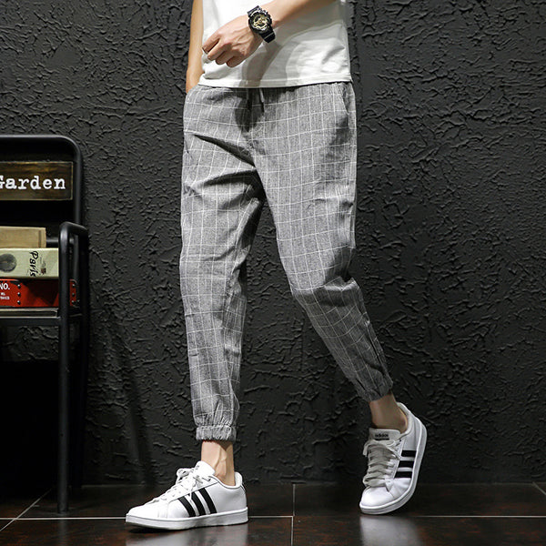 Men's Fashion Casual Loose Checked Harem Pants Q2