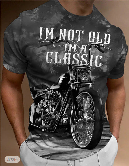 Retro Biker's Printed Round Neck Short Sleeve T-shirt Super Amazing Store