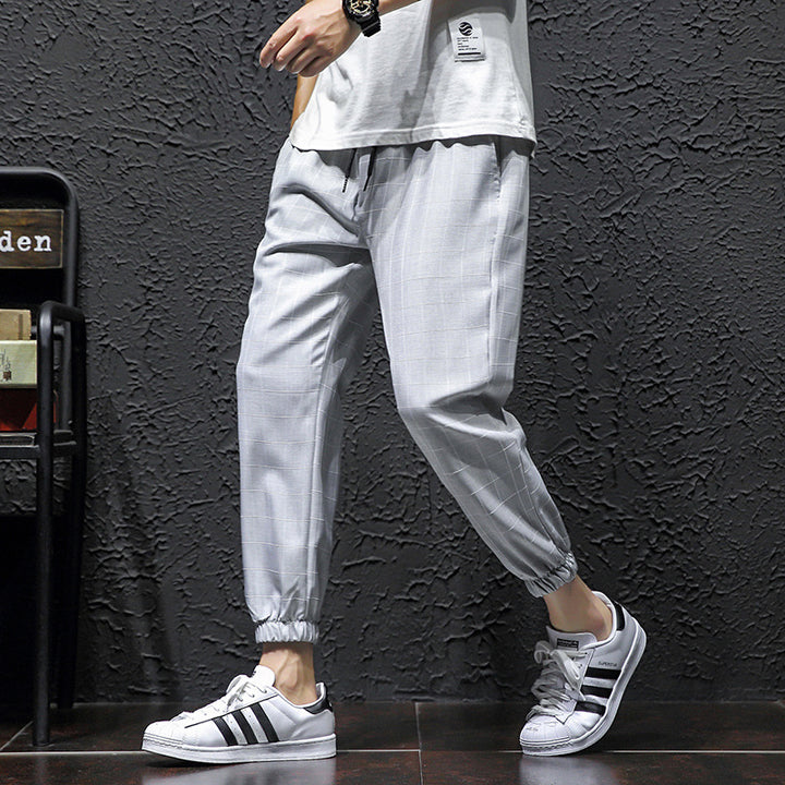 Men's Fashion Casual Loose Checked Harem Pants Q2