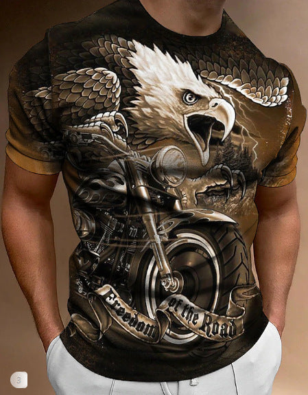 Retro Biker's Printed Round Neck Short Sleeve T-shirt Super Amazing Store