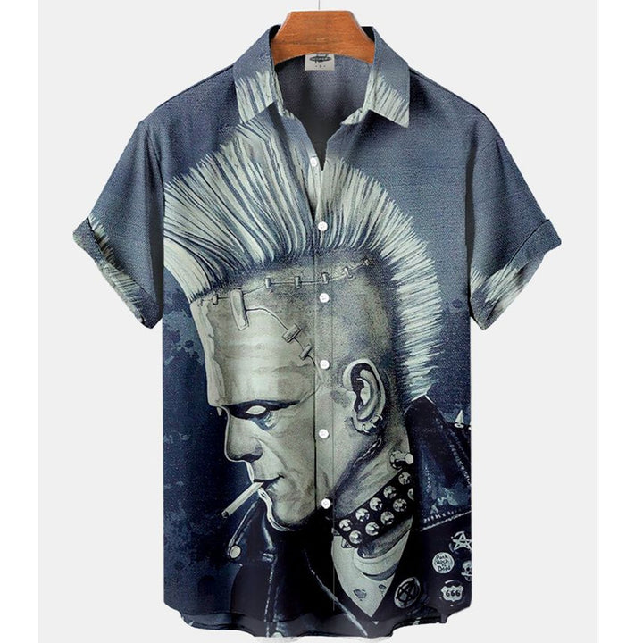 Men's Short-sleeved Shirt Four-sided Stretch 3D Digital Q2