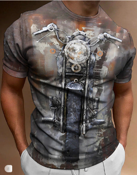 Retro Biker's Printed Round Neck Short Sleeve T-shirt Super Amazing Store