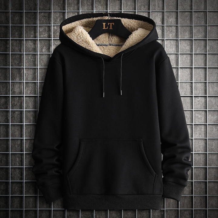 Men's Fashion Casual Fleece-lined Thickened Hooded Sweatshirt Q2