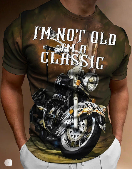 Retro Biker's Printed Round Neck Short Sleeve T-shirt Super Amazing Store