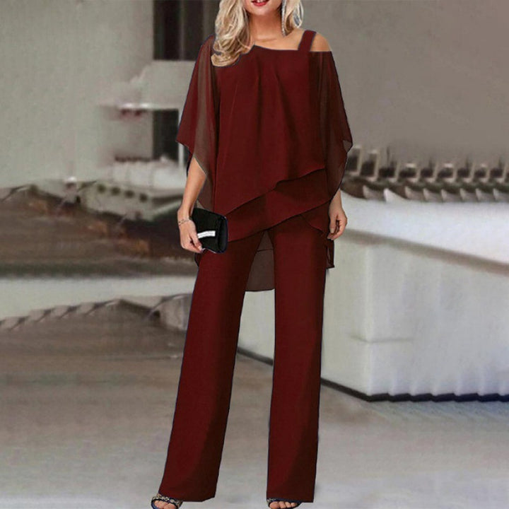 Solid Color Loose Batwing Sleeve Trousers Irregular Suit-Super Amazing Store