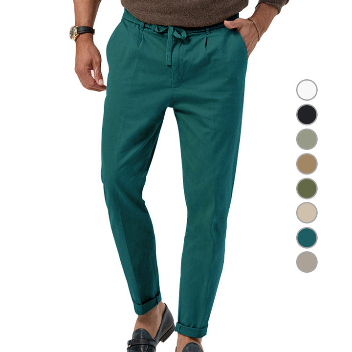 Plus Size Casual Pants Men's Business Straight Solid Color Suit Pants Q2