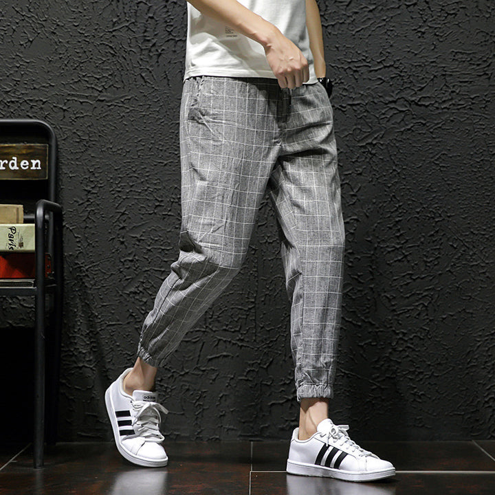 Men's Fashion Casual Loose Checked Harem Pants Q2