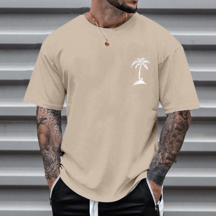 Men's Round Neck Printed Simple Pullover Short Sleeve T-shirt Q2