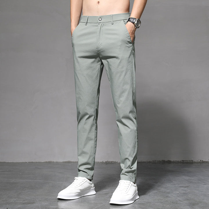 Summer Thin Slim Straight Pants Men's Korean Style Q2